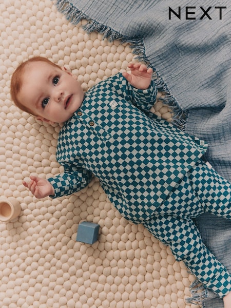 Green Checkerboard Top and Leggings 2 Piece Baby Set (0mths-3yrs) (F19642) | £12 - £14