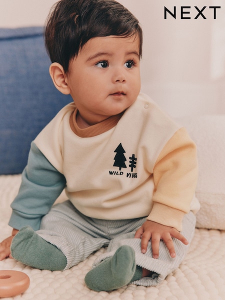 Mineral Scene Baby Sweatshirt and Cord Trousers Set (0mths-2yrs) (F19649) | £17 - £18