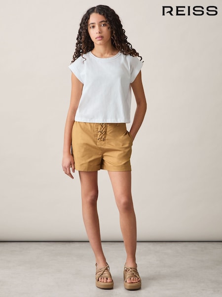 Reiss Tan Clement Cotton Lace-Up Shorts (F19664) | £45