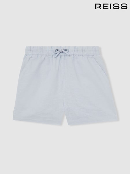Reiss Soft Blue Cleo Cotton-Linen Drawstring Shorts (F19666) | £43