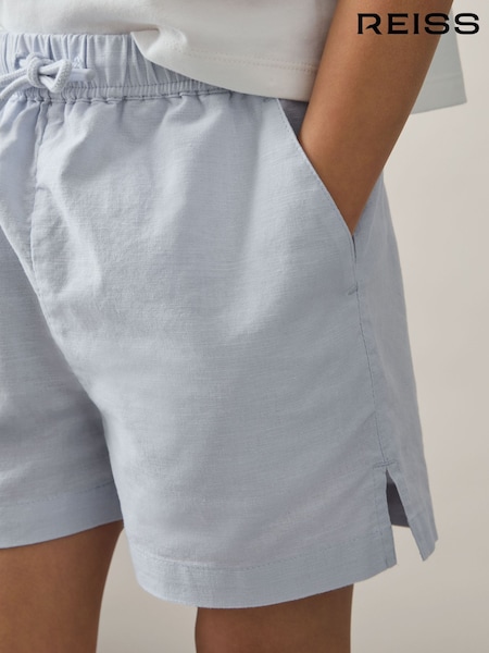 Reiss Soft Blue Cleo Cotton-Linen Drawstring Shorts (F19667) | £40
