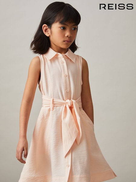 Reiss Pink Morgan 9-13 yrs Tie-Waist Collared Dress (F19678) | £60