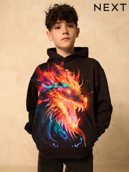 Black Dragon Older Boys Graphic Print Cross-Over Hoodie (3-16yrs) (F19703) | £19 - £24