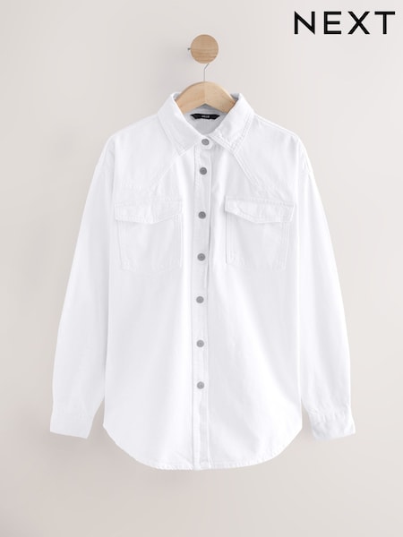 White Oversize Denim 100% Cotton Shirt (F19731) | £30