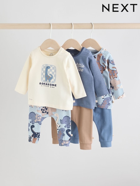 Blue Dino Tops and Leggings 6 Piece Baby Set (0mths-3yrs) (F19773) | £30 - £32