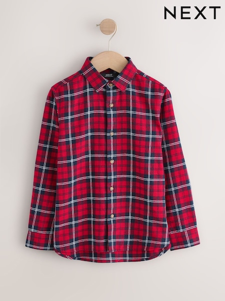 Red Tartan Long Sleeve Cotton Check Shirt (3-16yrs) (F19806) | £14 - £19