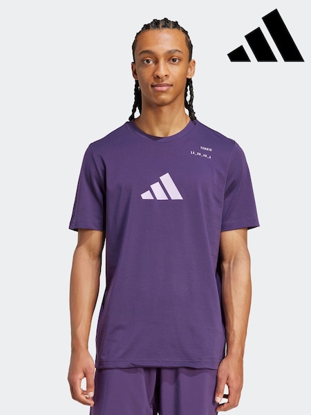adidas Plum Purple Tennis Category Graphic Print T-Shirt (F19828) | £30