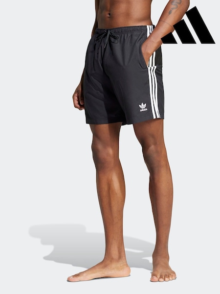 adidas Black Adicolor 3-Stripes 8-Inch Swim Shorts (F19932) | £35