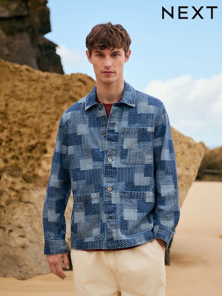 Blue Denim Patchwork Denim Shacket (F20031) | £58