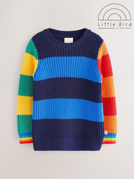 Little Bird by Jools Oliver Multi Rainbow Colourblock Striped Knitted Jumper (F20093) | £22 - £28