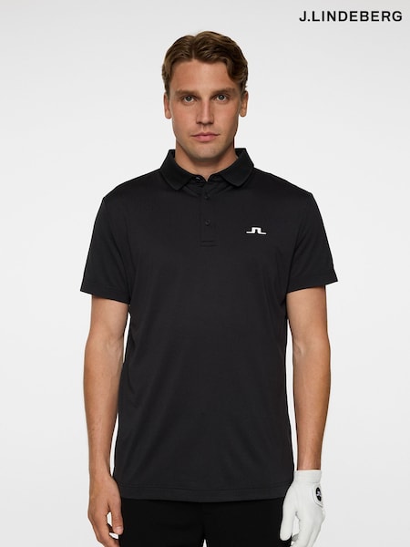 J.Lindeberg Black Golf Bridge Polo Shirt (F20189) | £65