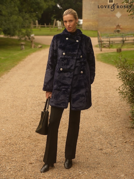 Love & Roses Navy Frogging Coat (F20230) | £89