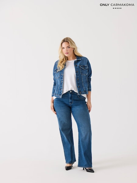 ONLY Curve Blue High Waisted Wide Leg Jeans with Comfort Stretch (F20233) | £32