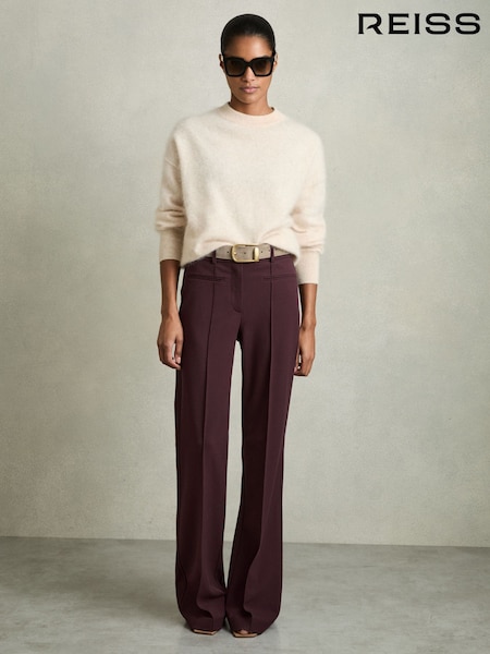 Reiss Burgundy Claude High Rise Flared Trousers (F20245) | £150