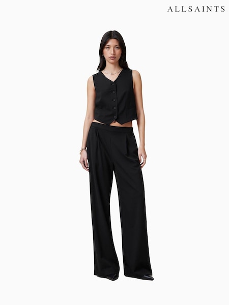 AllSaints Black Aleida Wide Leg Trousers (F20358) | £139