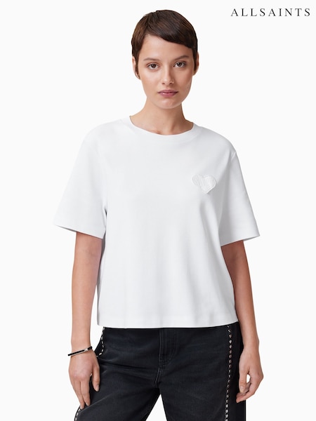 AllSaints White 100% Organic Cotton Lover Lisa T-Shirt (F20379) | £65