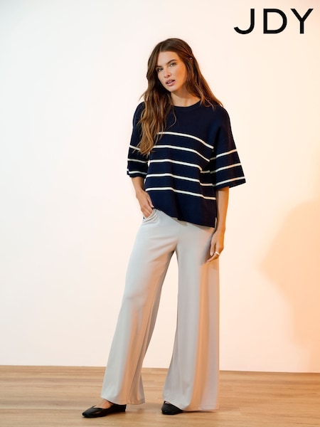 JDY Blue Short Sleeve Stripe Jumper (F20423) | £35