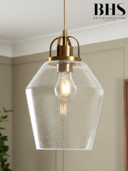 BHS Brass Bubble Glass Ceiling Pendant Light (F20480) | £50