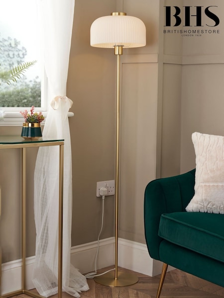 BHS Opal Glass Ribbed Floor Lamp (F20481) | £75