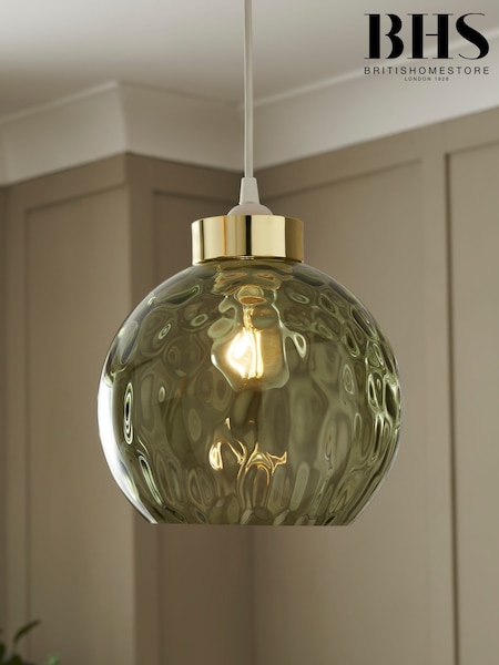 BHS Green Dimpled Glass Ball Easyfit Ceiling Light (F20484) | £30