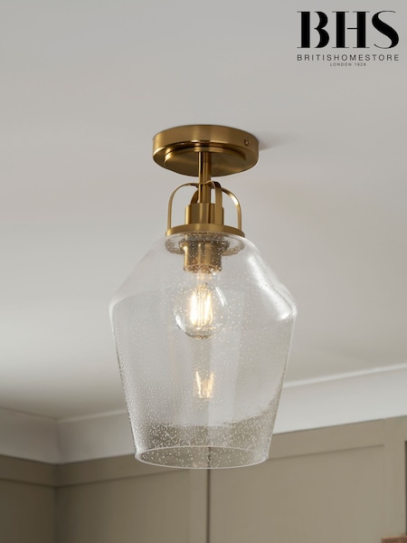 BHS Brass Bubble Glass Ceiling Flush Fitting Light (F20486) | £45