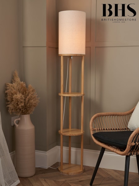 BHS Oak Shelving Floor Lamp (F20489) | £95