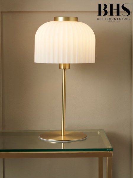 BHS Opal Glass Ribbed Table Lamp (F20496) | £35