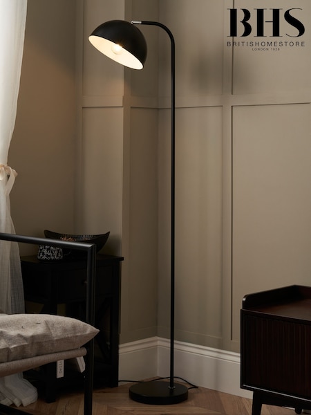 BHS Matt Black Arc Floor Lamp (F20498) | £45