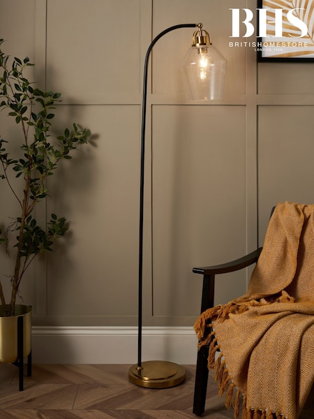 BHS Brass Bubble Glass Arc Floor Lamp (F20499) | £90