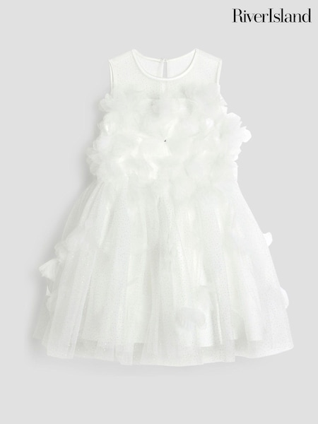 River Island White Girls Embellished Tulle Dress (F20565) | £50
