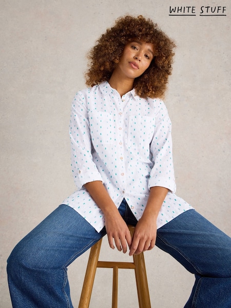 White Stuff White Sophie Longline 100% Organic Cotton Shirt (F20575) | £55