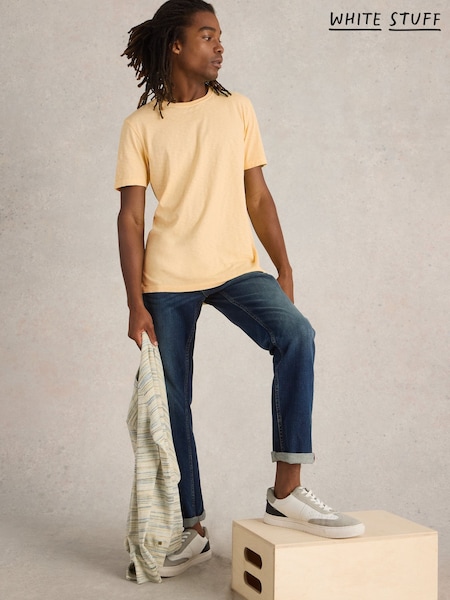 White Stuff Yellow Abersoch Short Sleeve 100% Cotton T-Shirt (F20580) | £25