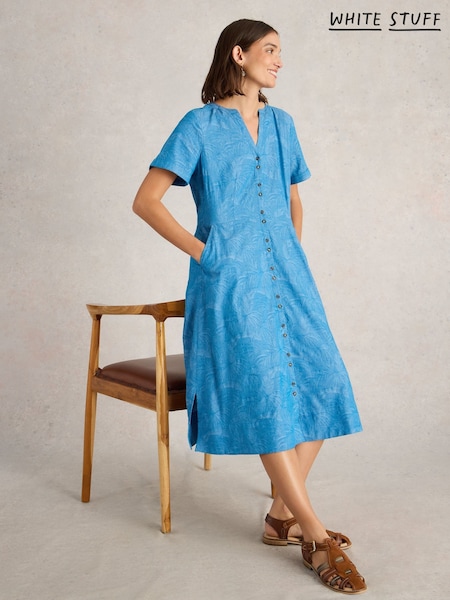 White Stuff Blue Iris Cotton Jacquard Dress (F20583) | £85