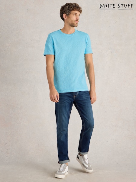 White Stuff Blue Abersoch Short Sleeve 100% Cotton T-Shirt (F20599) | £25
