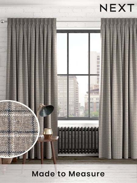 Grey Simplicity Check Made to Measure Curtains (F20615) | £82