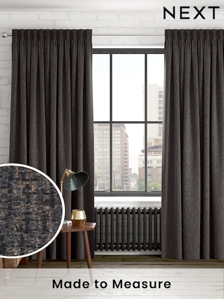 Charcoal Grey Textured Weave Made to Measure Curtains (F20618) | £100