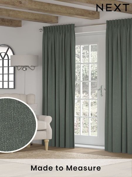 Green Touch of Linen Made to Measure Curtains (F20622) | £100