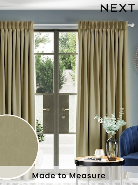 Green Khaki Cotton Made to Measure Curtains (F20632) | £61