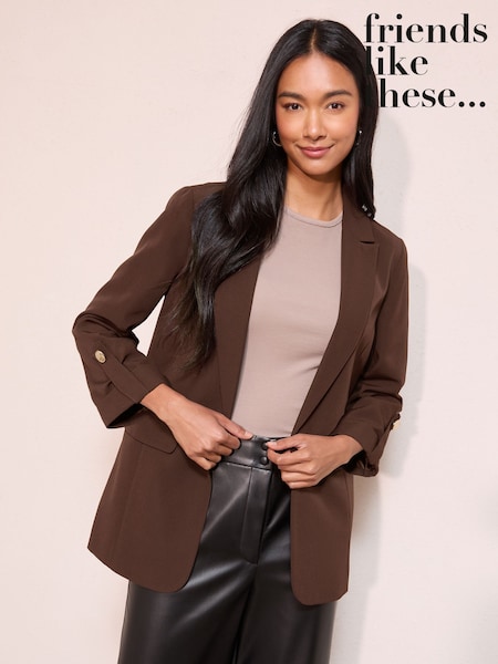 Friends Like These Brown Edge to Edge Tailored Sleeve Detail Blazer (F20646) | £44