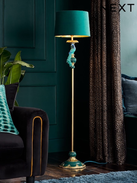 Teal Blue Peacock Floor Lamp (F20716) | £140