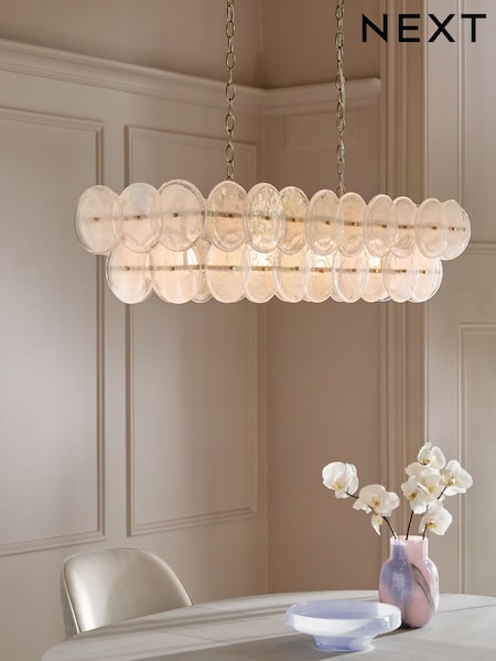 White Claremont Linear Pendant Ceiling Light (F20719) | £399