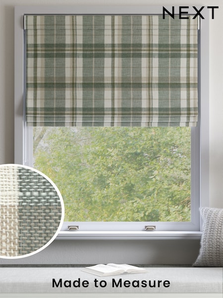 Green Linen Look Check Made to Measure Roman Blind (F20737) | £70