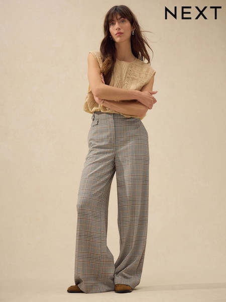 Yellow Check Wide Leg Trousers (F20739) | £48