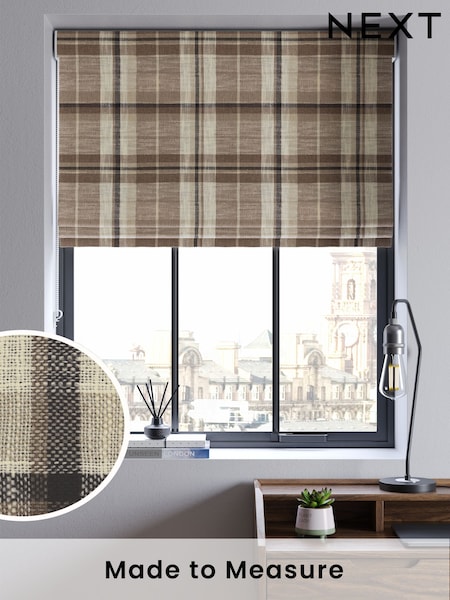 Natural Linen Look Check Made to Measure Roman Blind (F20745) | £70