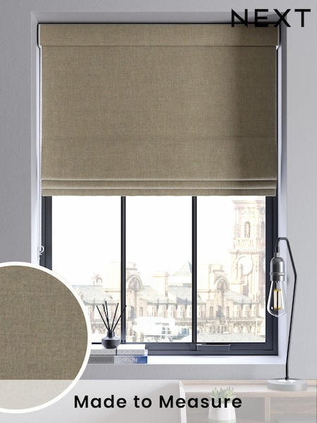 Khaki Green Matte Chenille Made to Measure Roman Blind (F20746) | £75