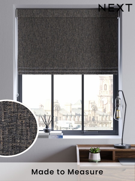 Charcoal Grey Textured Weave Made to Measure Roman Blind (F20751) | £79
