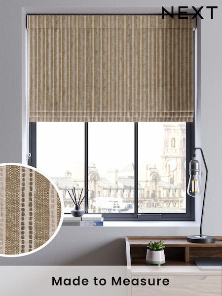 Dark Natural/Grey Woven Stripe Made to Measure Roman Blind (F20757) | £84