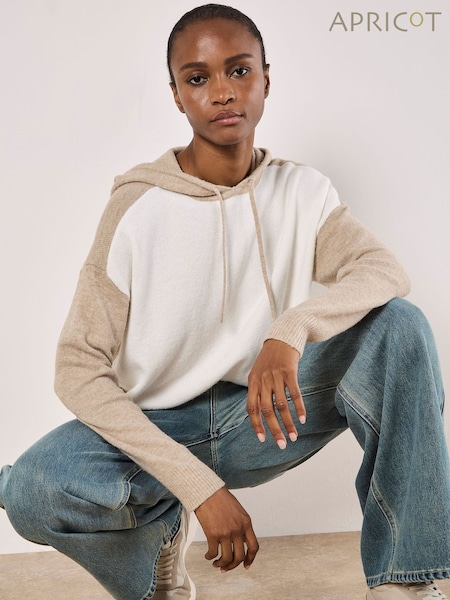 Apricot Cream Colourblock Knitted Hoodie (F20783) | £40