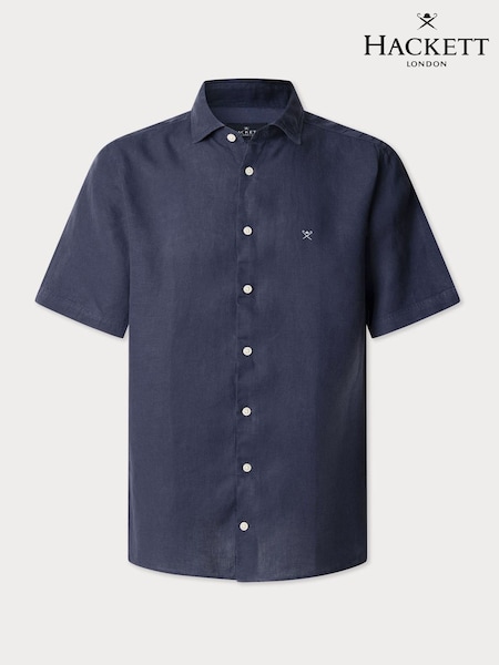 Garment Dye Linen Short Sleeve Shirt (F20863) | £120