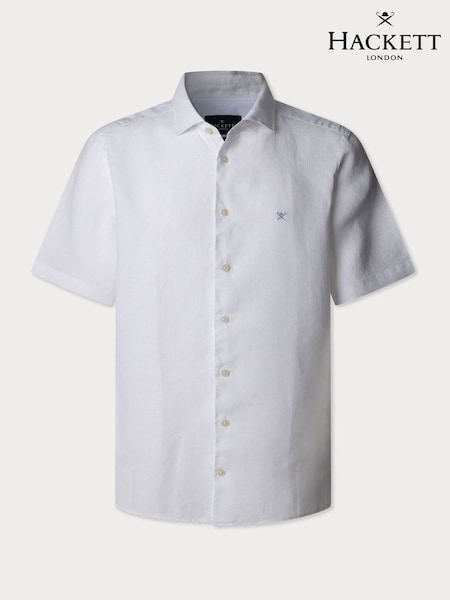 Garment Dye Linen Short Sleeve Shirt (F20914) | £120